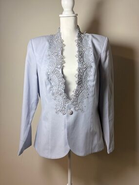 Vintage Cachet Blazer Light Blue Made in USA Tailored Classic Career Jacket